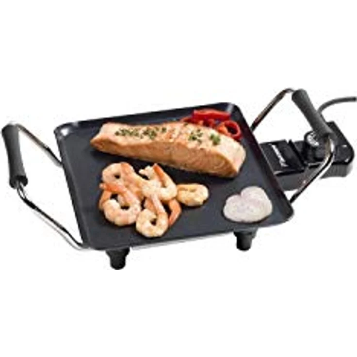 Bestron Elektrische Plancha-Teppanyaki-Grillplatte klein mit Antihaftbeschichtung, 1000 W, Schwarz – Bild 3