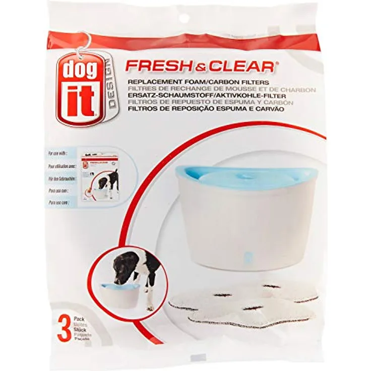 Zeus Ersatzreinigungsfilter für 6L H2EAU Trinkbrunnen für Hunde, 3er Pack