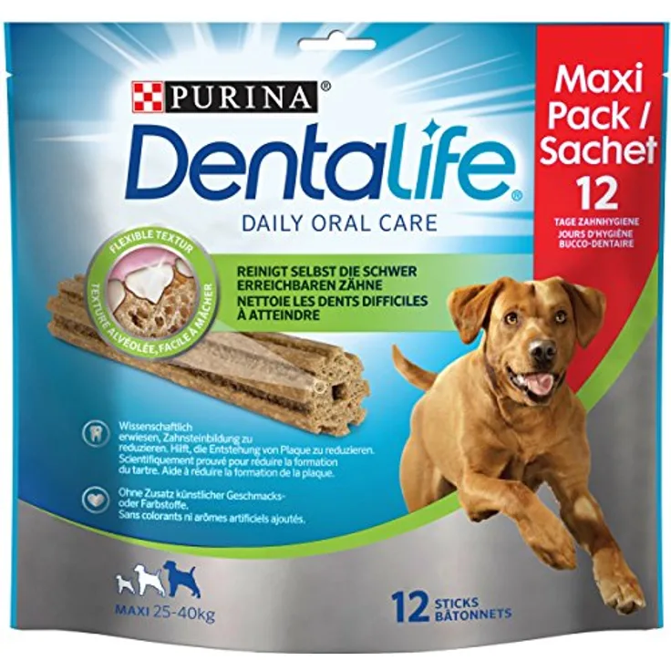 PURINA DENTALIFE Maxi Hunde-Zahnpflege-Snacks, reduziert Zahnstein-Bildung und Mundgeruch, Huhn, große Hunde, 1er Pack (1 x 426g)