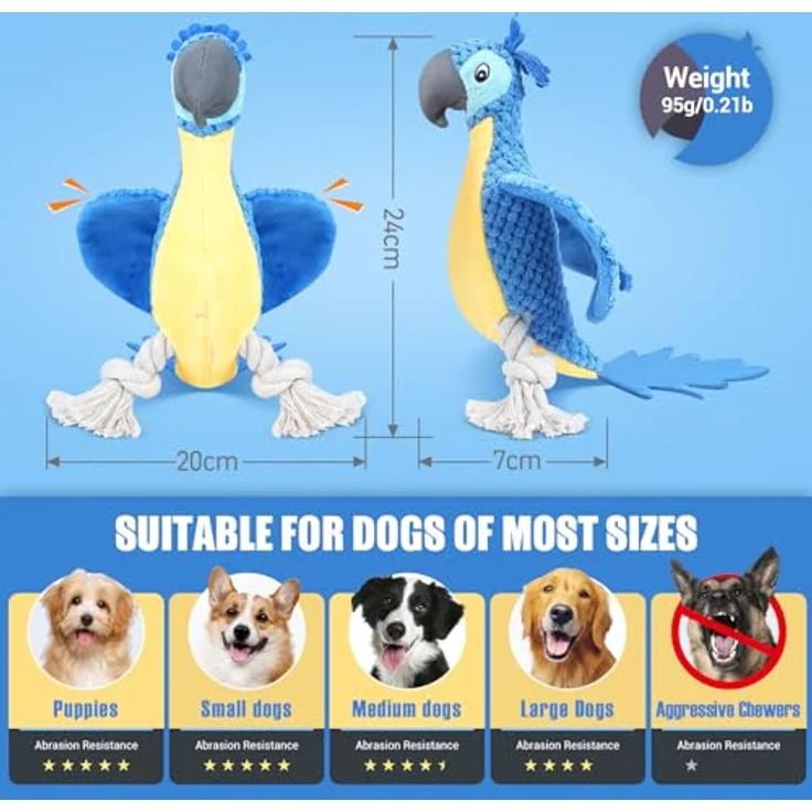 ROSAUI Hundespielzeug, Hundespielzeug für große Welpen und kleine bis mittelgroße Hunde, Kuscheltier für Hunde, Quietschendes Hundespielzeug mit Knisterpapier, Plüschspielzeug für Hundegeschenke – Bild 2