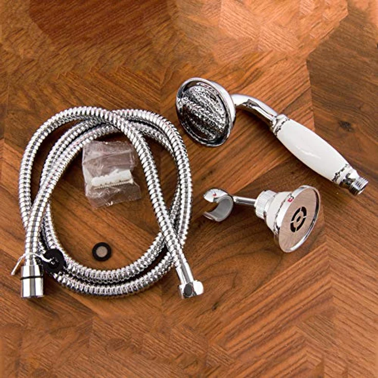 PaulGurkes Brausegarnitur, 3-teiliges Set, verchromt, Keramikgriff, verstellbare Halterung, 1 Strahlart, nur 1 Bohrloch notwendig – Bild 9