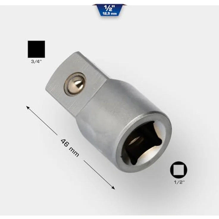 Brilliant Tools 1/2" auf 3/4" Adapter BT022906, matt verchromt, aus Chrom-Vanadium-Stahl, nach DIN 3120 und DIN 3126 – Bild 3