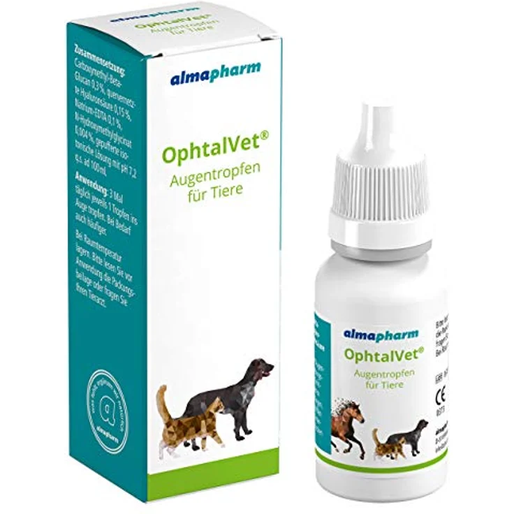 almapharm OphtalVet Augentropfen | 15 ml | Augentropfen für Hunde, Katzen, Nager, Pferde und Reptilien | Sterile isotonische Lösung | Keine Schmiereffekte und Putzreizauslösung – Bild 3
