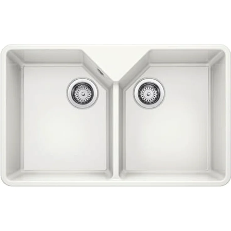 Blanco Villae Farmhouse Keramikspüle, 794x490 mm, Doppelbecken, strahlend Weiß, passend für 80 cm Unterschrank – Bild 1