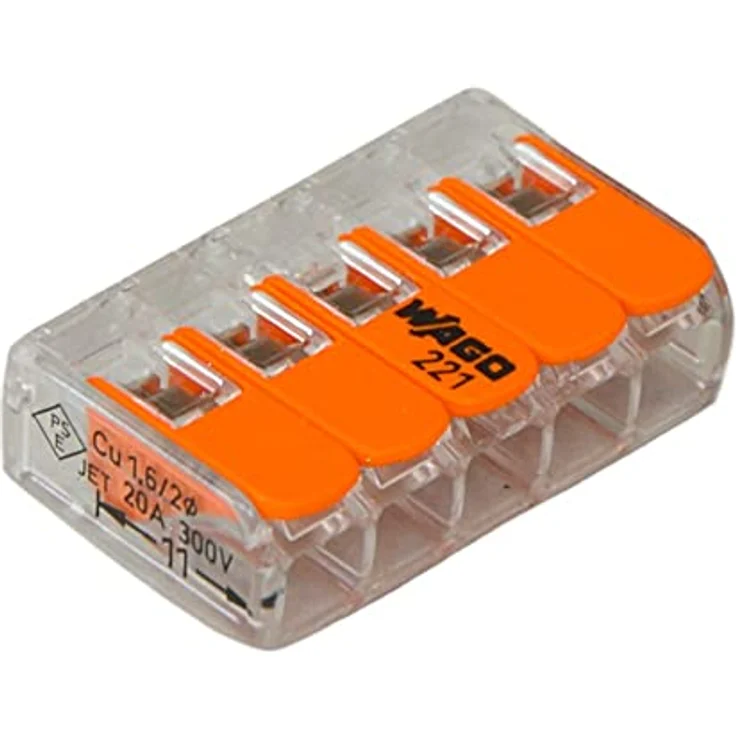 Wago Compact Hebelklemme 221-415, für feindrähtige und mehrdrähtige Leiter, 5-fach, 0,14 mm² - 4 mm², 25 Stk. – Bild 2
