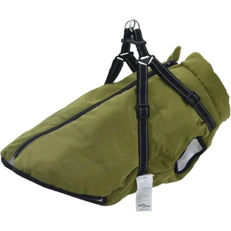 vidaXL Hundemantel mit Geschirr Wasserdicht Armeegrün 5XL, Outdoor-Hundemantel mit wasserdichter Außenschicht und verstellbarem Geschirr