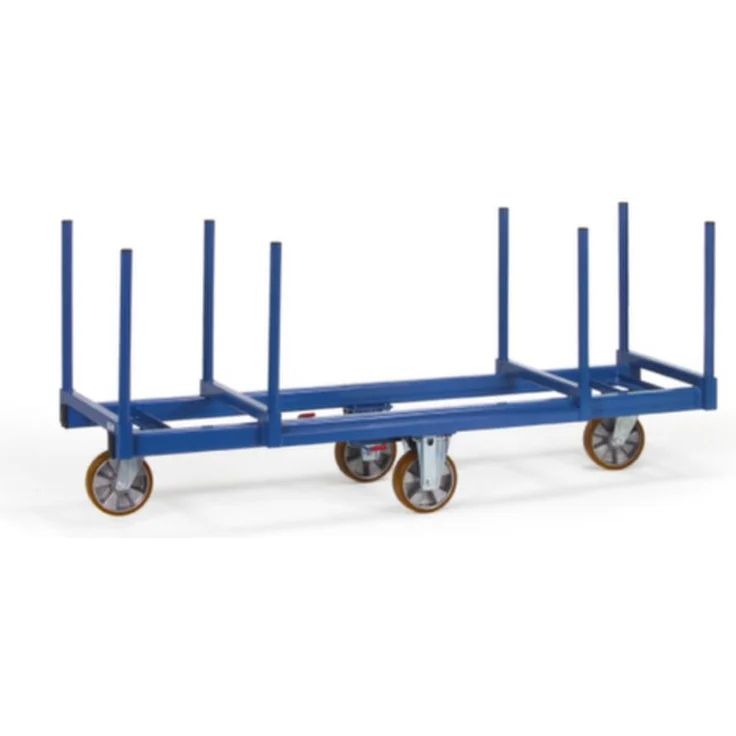 Fetra 2111 Langmaterial-Wagen, Stahl pulverbeschichtet, Traglast max. 1200 kg, Kunststoffbereifung, geschweißte Konstruktion mit 2 Materialmulden – Bild 1