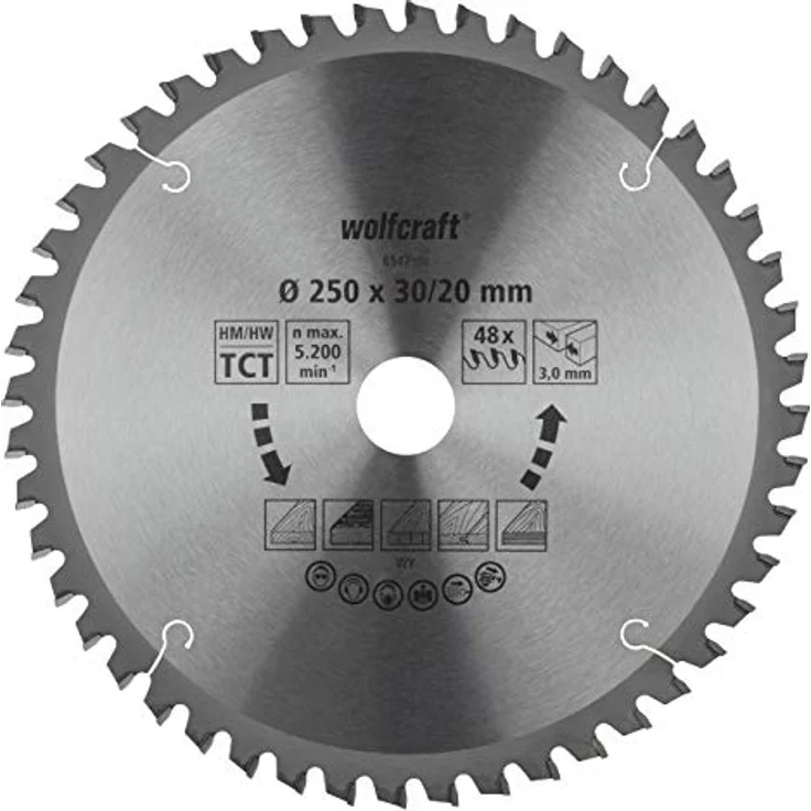 wolfcraft 6547000 Kapp- und Gehrungssägeblatt ø 250 mm - feine, saubere Schnitte – Bild 2