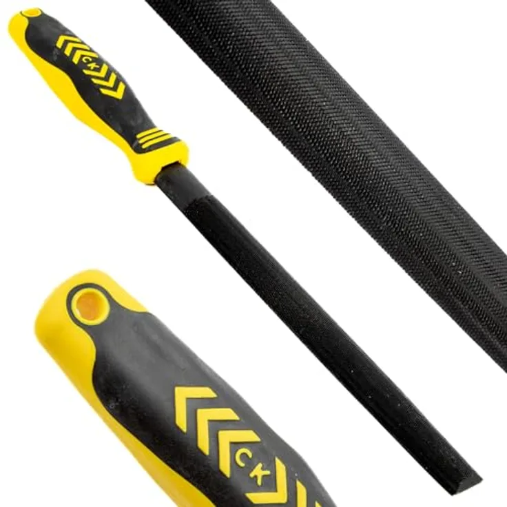 C.K Werkstattfeile CK T0082A 8, halbrund, 200 mm, Schwarzoxid behandelten Kohlenstoffstahl, ergonomischer Zwei-Komponenten-Griff