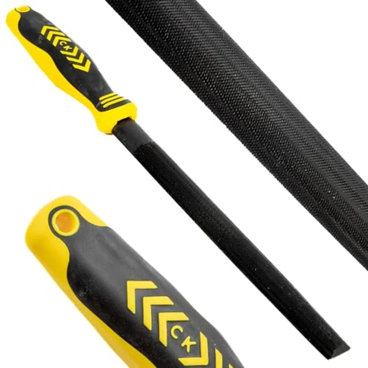 C.K Werkstattfeile CK T0082A 8, halbrund, 200 mm, Schwarzoxid behandelten Kohlenstoffstahl, ergonomischer Zwei-Komponenten-Griff – Bild 1