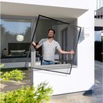 Windhager Insektenschutz-Fensterrahmen Spannrahmen PLUS, BxH: 100x120 cm, bohrfreie Montage, Fiberglasgewebe, weiß