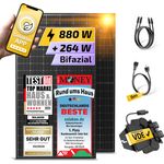 Solakon Balkonkraftwerk 880W/800W Solaranlage Steckerfertig Komplettset Photovoltaik Anlage 800W, Kabellänge: 5m - Schwarz