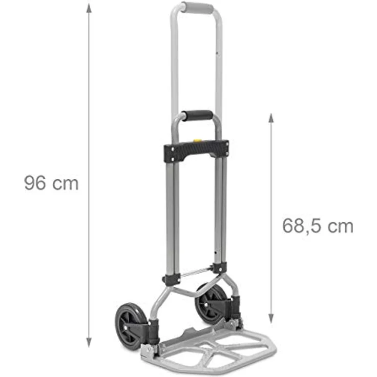 Relaxdays Sackkarre klappbar belastbar bis 60 kg HBT ca. 96 x 38 x 37 cm Transportkarre mit ausziehbarem Griff für Umzug, Einkäufe und schwere Kisten höhenverstellbar und platzsparend faltbar, grau – Bild 3