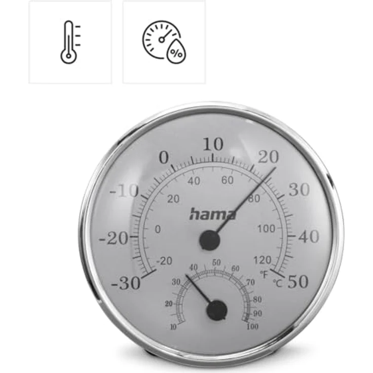 Hama Thermometer und Hygrometer "Saipan", Silber/Grau – Bild 2