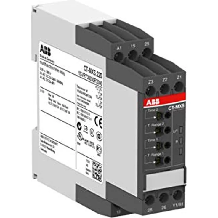 ABB CT-MXS.22S Zeitrelais, Multifunktion 2We für 24-48VDC und 24-240VAC, Endstück mit Ansprech-, Rückfall- und Wischfunktionen