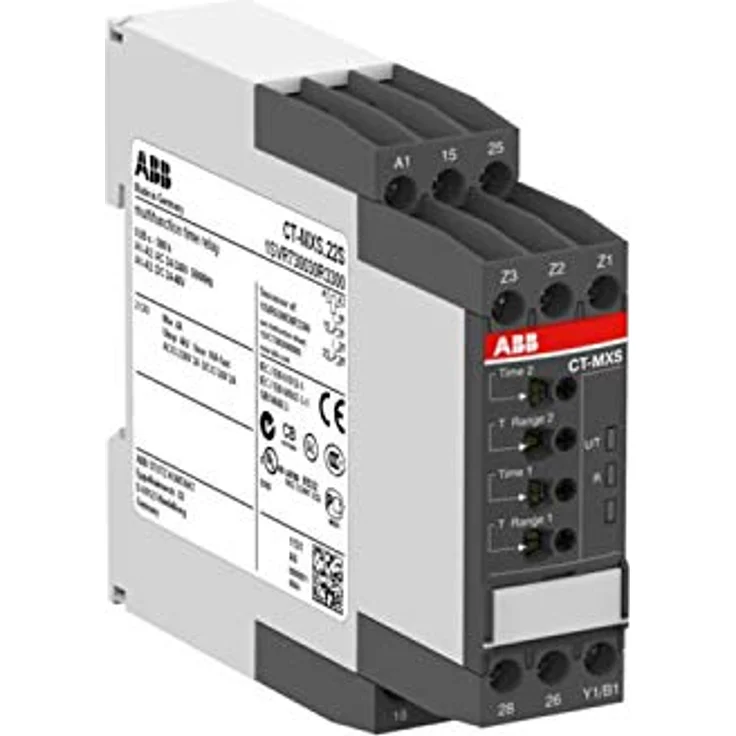 ABB CT-MXS.22S Zeitrelais, Multifunktion 2We für 24-48VDC und 24-240VAC, Endstück mit Ansprech-, Rückfall- und Wischfunktionen