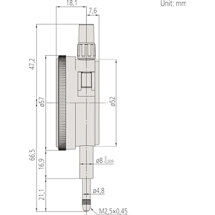 Messuhr, flacher Abschlussdeckel, ISO Ausführung, Edelsteingelagert, Stoßgeschützt, 1 mm, 0,001 mm – Bild 3