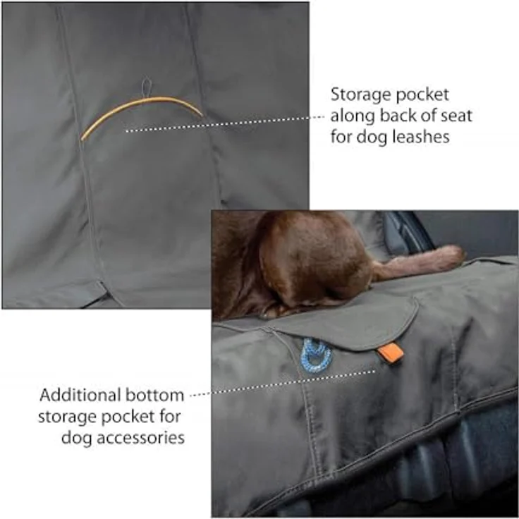 Kurgo Wander Rücksitz-Autoschondecke Hunde, Wasser- und schmutzabweisend, Universelle Passform, 140 cm Breite, Kohlegrau – Bild 4