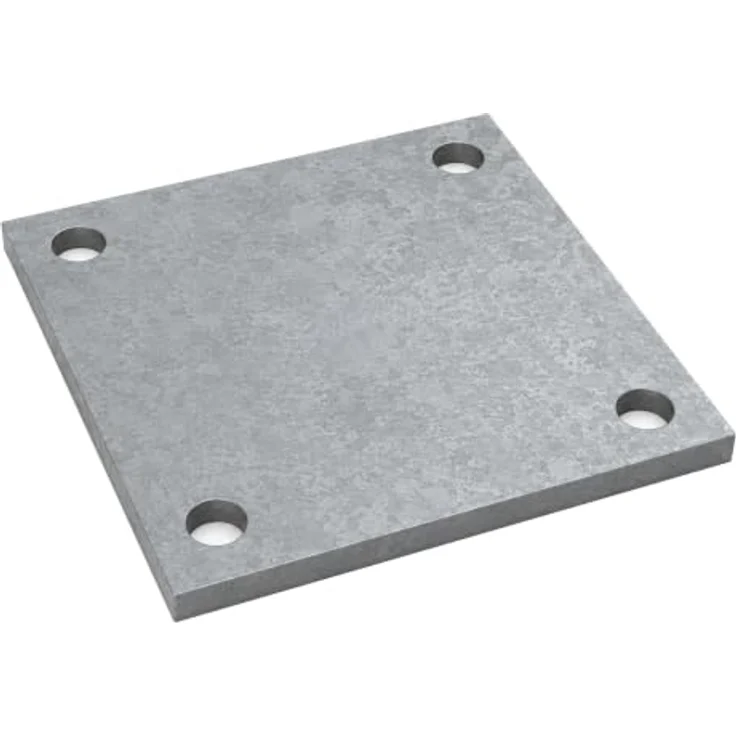 SOTECH Anschweißplatte 100 x 100 x 5 mm, Stahl Q235 schwarz unbehandelt, 4 Befestigungslöcher Ø13 mm – Bild 1
