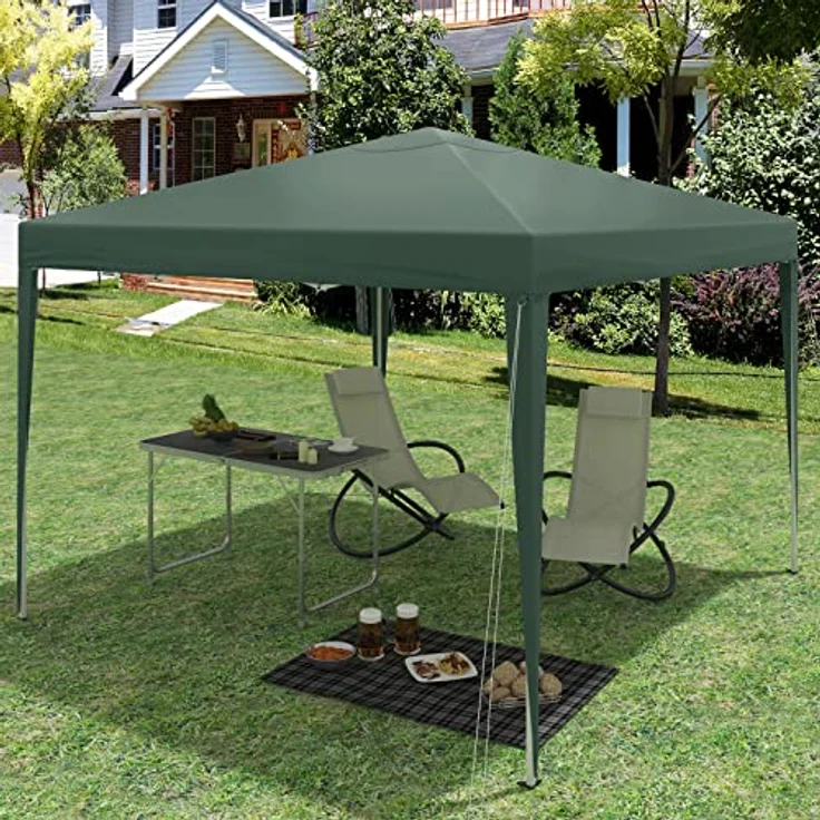 WOLTU Pavillon Pop-Up wasserdichter Faltpavillon Sonnenschutz Event Pavillon Gartenpavillon auf Terrasse Camping Festival Pagodenzelt aus Oxford Metallrahmen 3 x 3 m Grün – Bild 2