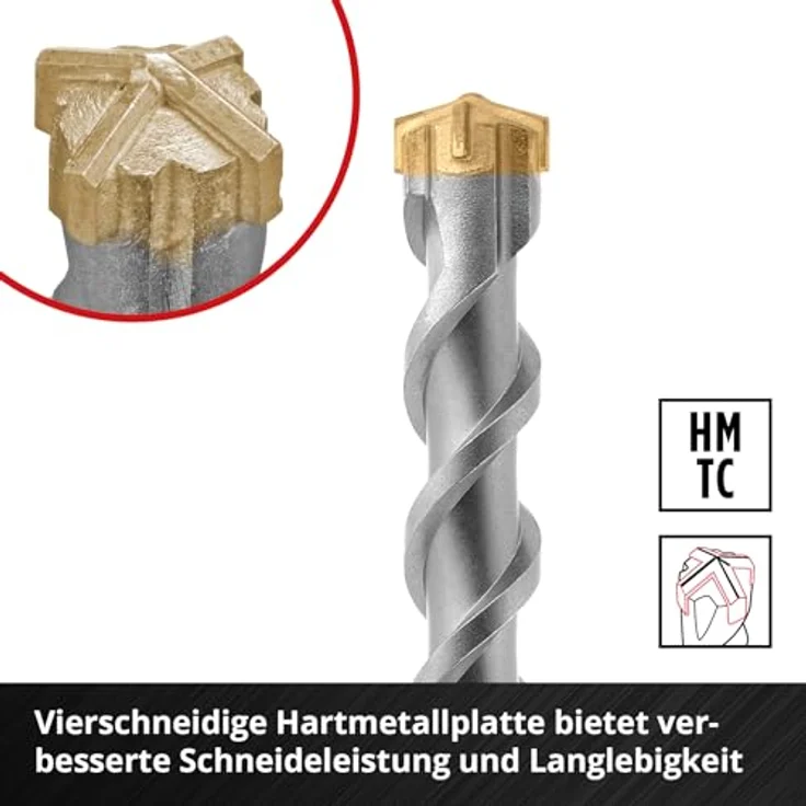 kwb SDS Plus Hammerbohrer Ø 28 mm x 460/400 mm, mit 4X-Hartmetall-Schneide für Beton und Mauerwerk – Bild 3