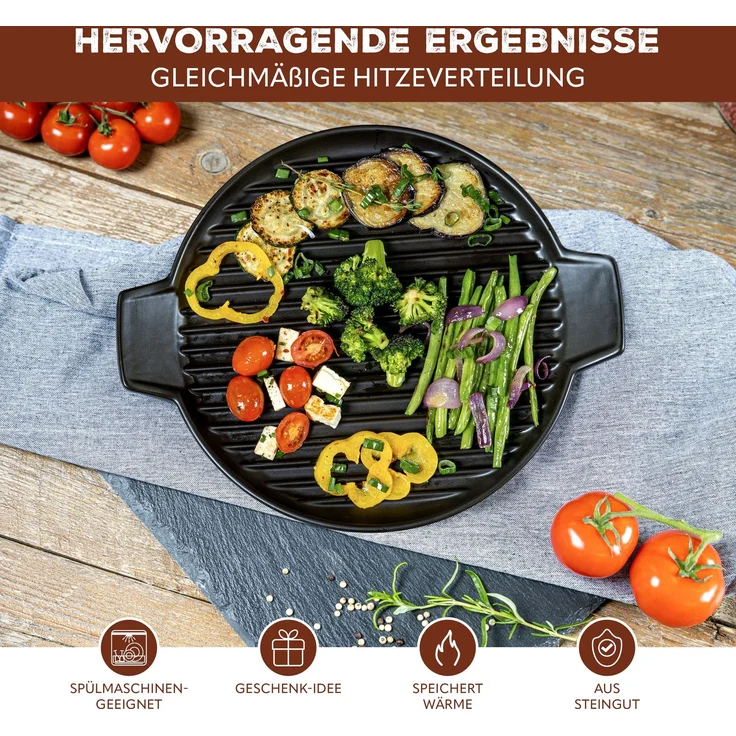 Bremermann Grillpfanne, Steingut schwarz, 38 cm – Bild 2