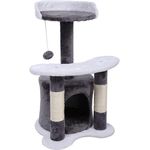 Wiltec Kratzbaum 67 cm hoch in Grau/Weiß, Katzenkratzbaum mit Sisal, Plattform, Höhle und Spielball - Preisvergleich