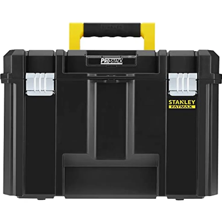 Stanley FMST1-71971 FatMax Pro-Stack tiefe Werkzeugbox (23L Fassungsvermögen, mit Metallschließen und herausnehmbarer Trage, zum Verstauen großer Maschinen, stapelbar – Bild 2