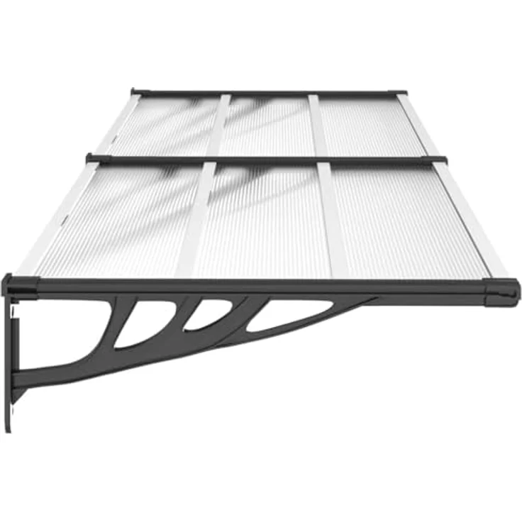 vidaXL Markise, Türvordach in Schwarz und Transparent, aus Polycarbonat-Hohlkammerplatten – Bild 5
