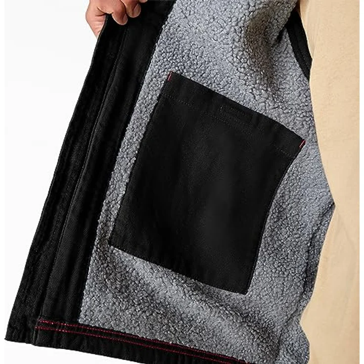 Dickies SHERPA LINED DUCK VEST, ärmellose Arbeitsjacke aus strapazierfähigem Duck-Canvas mit V-Ausschnitt und zwei Vordertaschen, schwarz – Bild 4