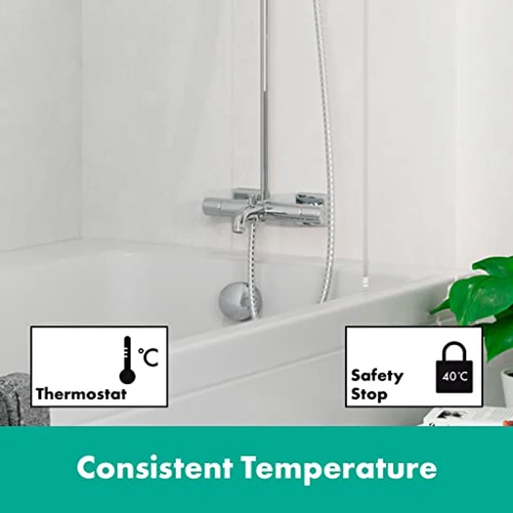 hansgrohe Duschsystem Vernis Shape, Kopfbrause 23cm, wassersparend mit Thermostat, chrom – Bild 4