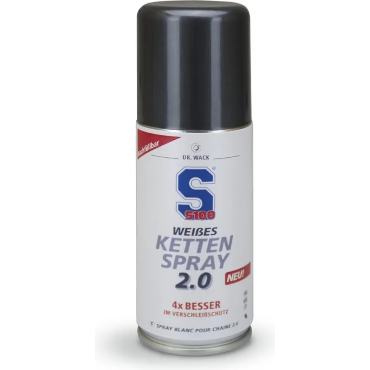 DR WACK Dr. Wack S100 Weißes Kettenspray 2.0 100 ml Auto-Reinigungsmittel - 4x BESSERER Verschleißschutz