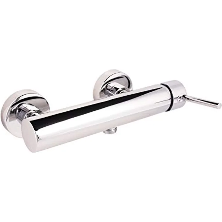 aquaSu Brausearmatur Lago 2.0 in chrom mit Wasserspar-Funktion, Einhebelmischer für Wanne mit Stickgriff, aus Messing mit Keramikkartusche und Brauseanschluss, 78048 3 Duscharmatur