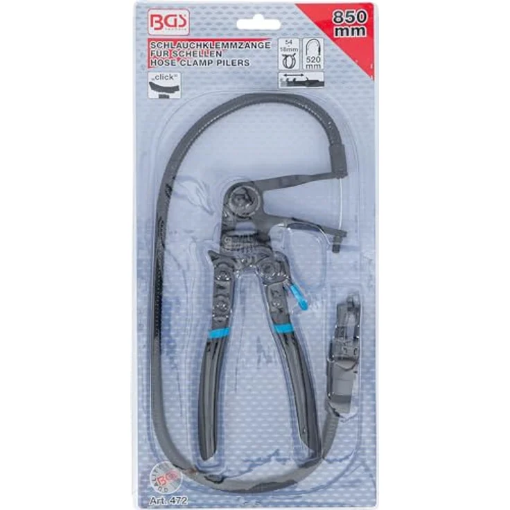 BGS Zange Schlauchklemmenzange semi-flexibel 850 mm 18 - 54 mm, verstärkter Bowdenzug, rutschfeste tauchisolierte Handgriffe – Bild 4