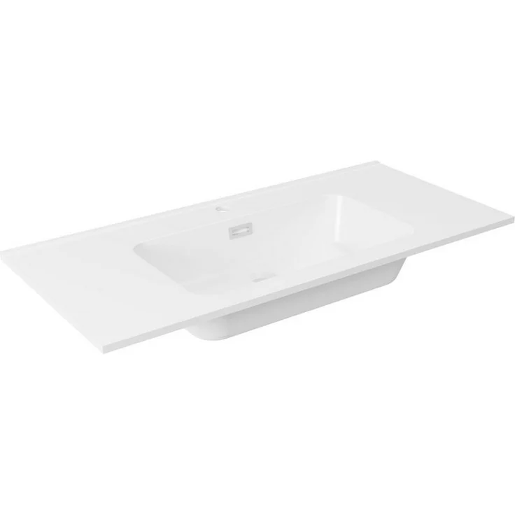FACKELMANN Waschbecken VITA, Gussmarmor-Waschtisch 1010x158x465 mm in Matt Weiß mit Überlauf und vorgefertigter Hahnlochbohrung
