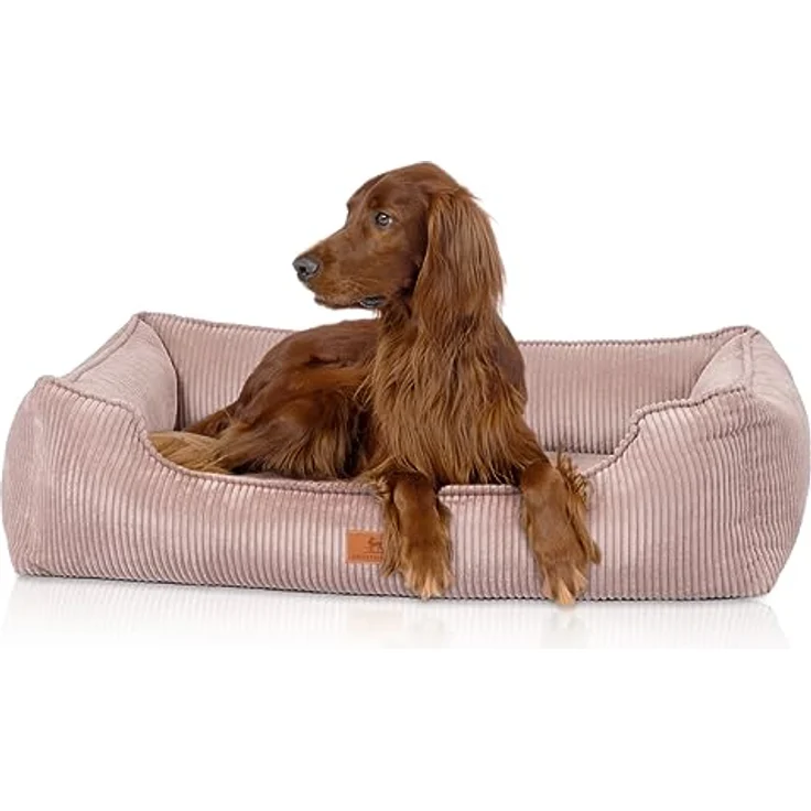 Knuffelwuff orthopädisches Hundebett aus Cord mit Handwebcharakter Nunavut XXL 120 x 85cm Rosa - Abnehmbarer Bezug - waschbar - für große, mittelgroße und kleine Hunde – Bild 1