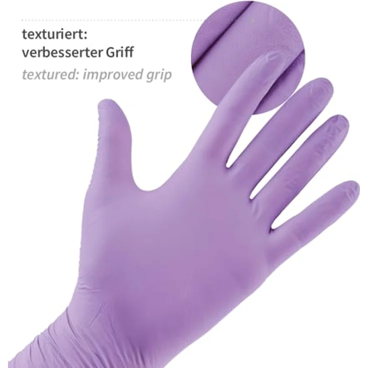 FRANZ MENSCH Hygostar Nitrilhandschuhe Safe Light | puderfrei, lila, 10/XL, 24cm, 100 Stück, Einmalhandschuhe, in Gr. XS, S, M, L, XL & XXL verfügbar – Bild 5