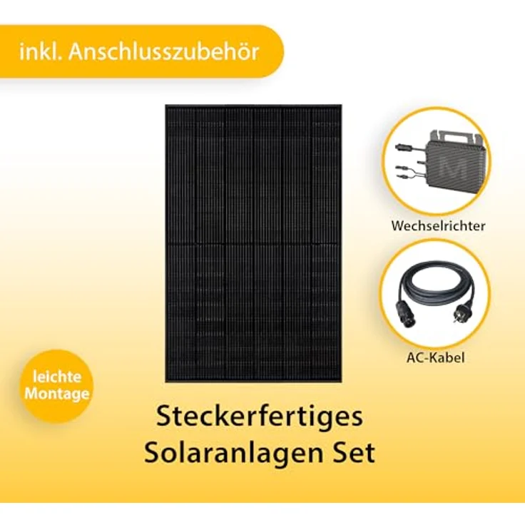 VALE Balkonkraftwerk Set Bifazial, 880-920 Wp mit Marstek Mikro-Wechselrichter, Full Black, Plug&Play, WiFi, App-Steuerung – Bild 3