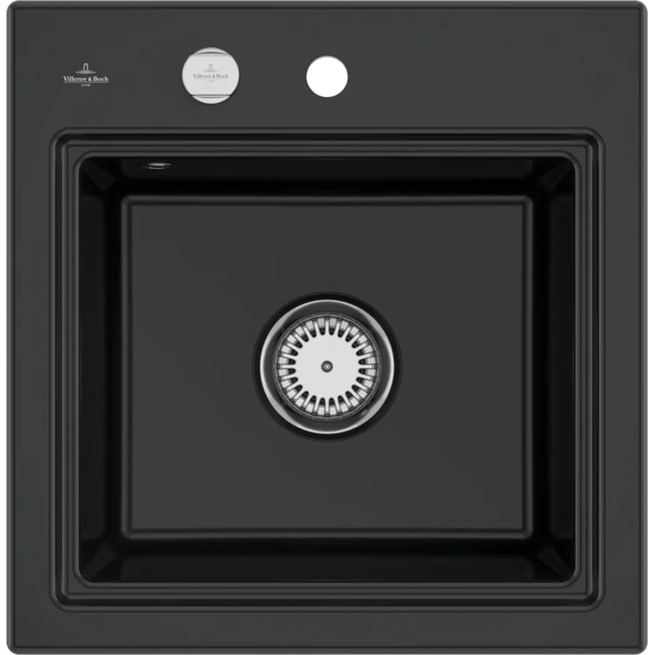 Villeroy & Boch Spüle Subway Style 50 S Gitter, mit Ablauffurniture, Exzenter, für Einbau mit 50 cm Unterschrankbreite, pulverbeschichtet schwarz