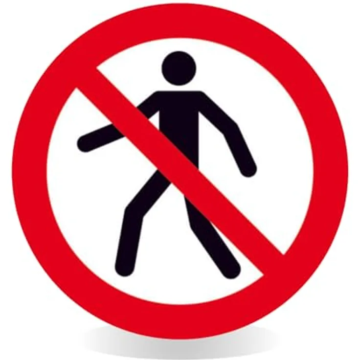 Betriebsausstattung24 Verbotsschild Für Fußgänger verboten, Ø 20 cm, geprägtes Aluminium, witterungsbeständig, Symbol Schild, P004