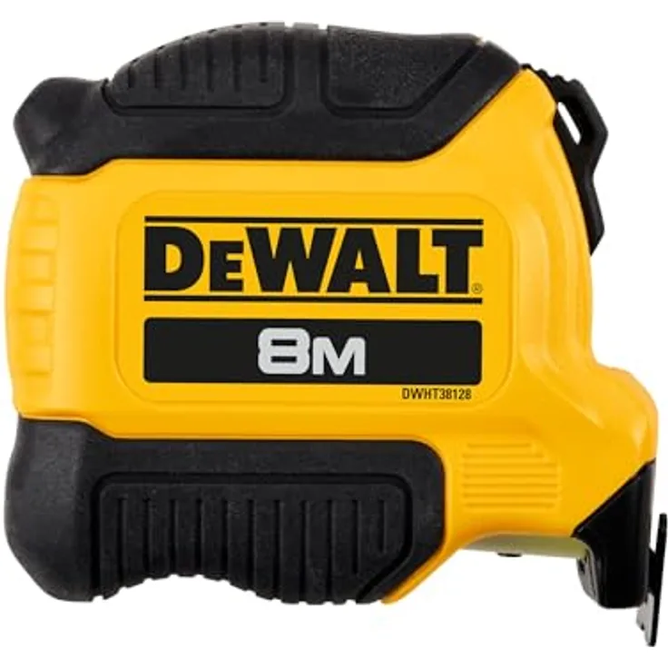 Dewalt Compact Tape 8 m DWHT38128-0, Bandmaß mit robustem Gehäuse, Tylon-Beschichtung und ergonomischem Design