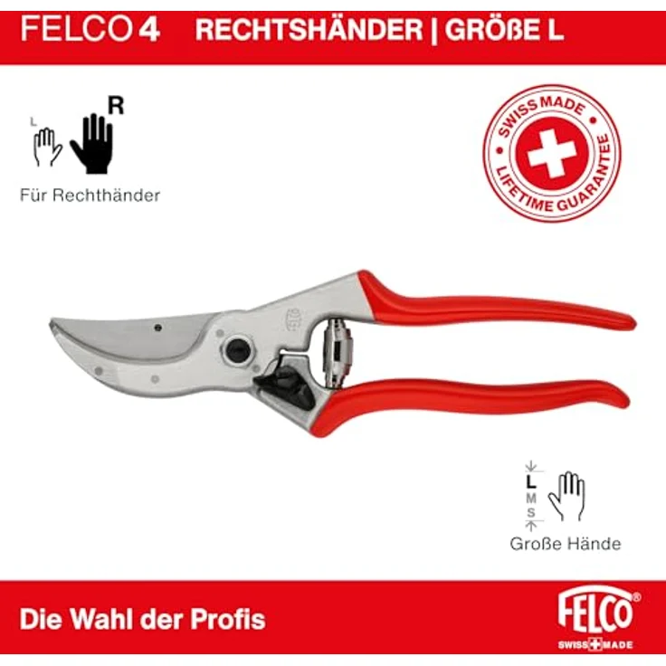 Felco Gartenschere Nr. 4, Rot mittelgroß – Bild 6