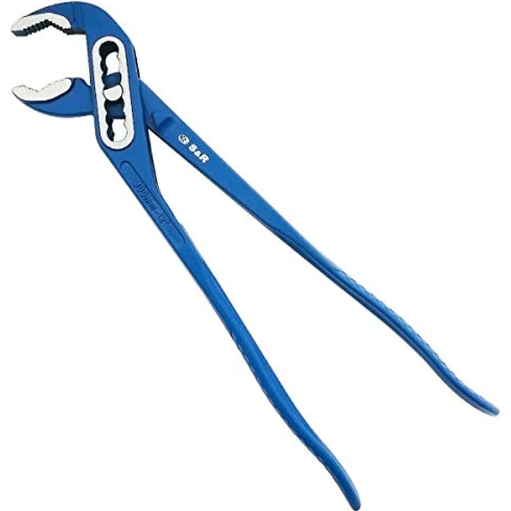 S&R Klassische Wasserpumpenzange 300 x 42 mm, gehärteter CR-V Stahl, Pulverbeschichtung, Industrie-Qualität