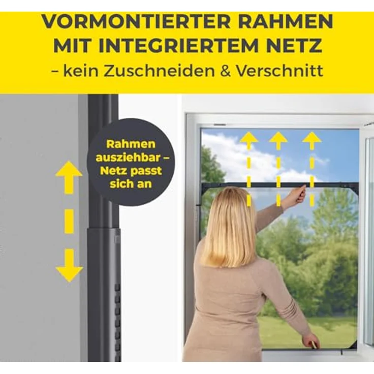 EASYmaxx Insect Protect, Teleskop-Insektenschutzgitter, anthrazit, Fliegengitter Fenster, vormontierten Rahmen, Insektenschutz – Bild 2