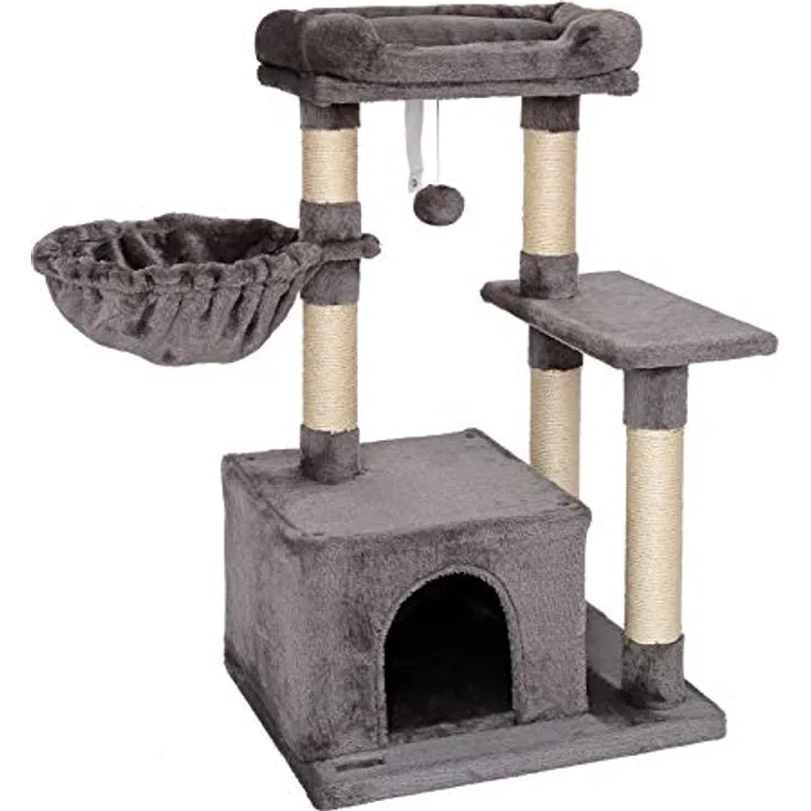 lionto Kratzbaum Kletterbaum Katzenkratzbaum Katzenbaum Höhe 85 cm, dunkelgrau