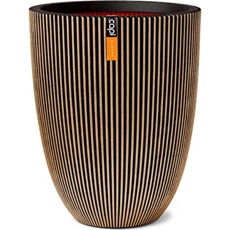 Capi Europe - Pflanzgefäß elegant niedrig Groove NL - Gold - Ø 34 x H 46 - BlumenBlumentopf - ÜberBlumentopf - Blumenkübel - Pflanzenkübel - Für drinnen und draußen - Wetterfest - KGVGB782