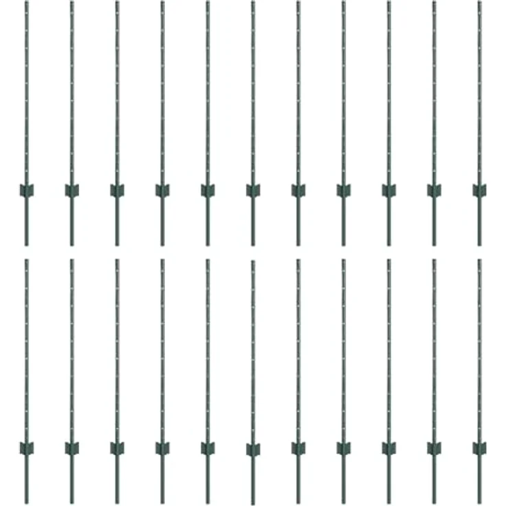 vidaXL Zaunpfosten U-Profil, 2er Set 22 Stk, 140 cm, grün lackierter Stahl für Outdoor-Zaun – Bild 1