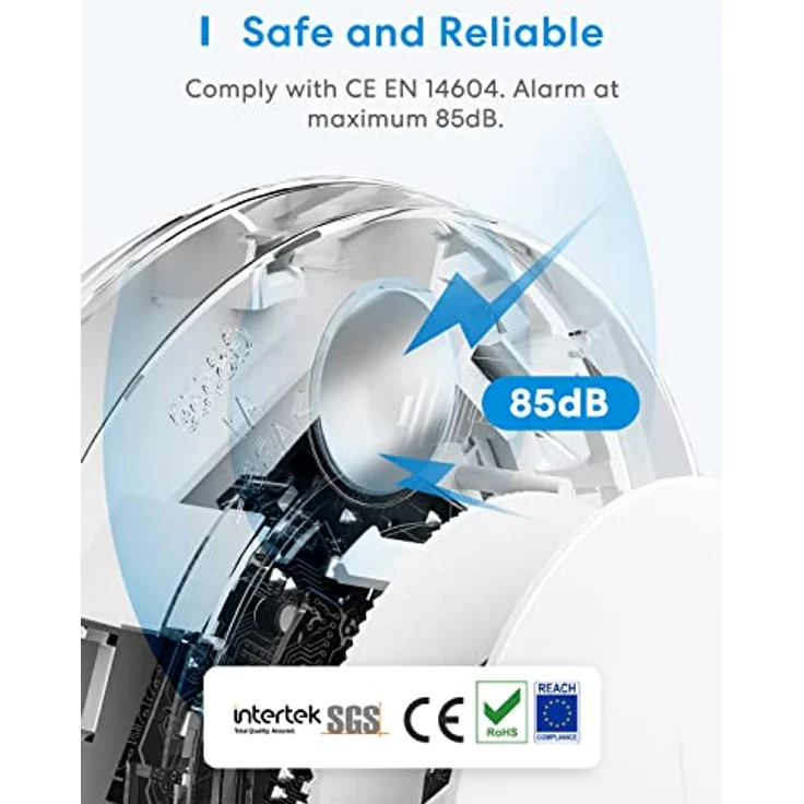 Meross WLAN Rauchmelder, Smart Smoke Detector mit HomeKit-Kompatibilität, Stummschaltung, Selbsttestfunktion, DIN EN 14604 geprüft, Hub benötigt – Bild 2