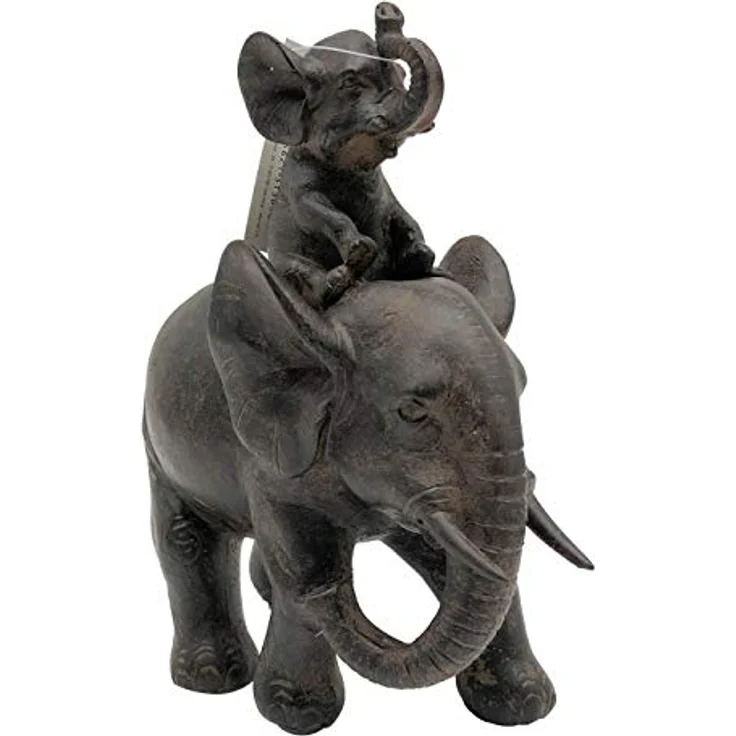 Kare Design Deko Figur Elefant Dumbo Uno, Afrika Deko im Kolonialstil, kleiner Babyelefant mit Elternteil, Wohnzimmer Dekoration, schwarz (H-B-T) 19x17,5x8,5cm – Bild 4