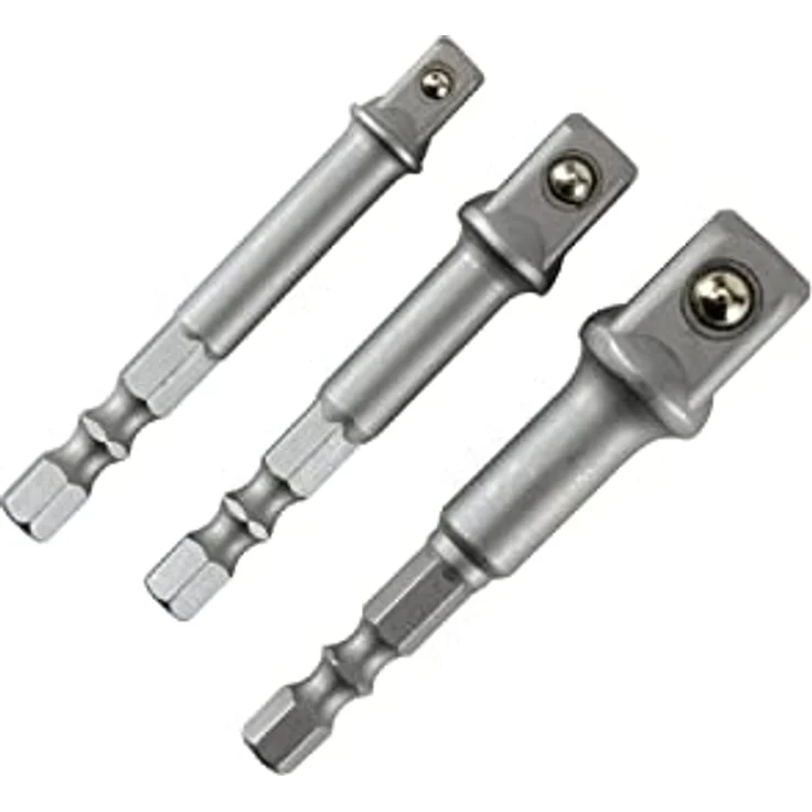 HM Müllner Werkzeuge Bit-Set HM Bit-Adapter-Satz, 3-tlg. Chrom-Vanadium-Stahl, für 1/4" Sechskant auf 1/4", 3/8" und 1/2" Antrieb – Bild 2